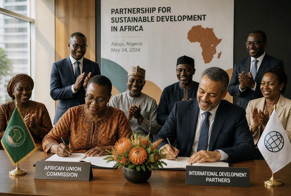 ACBF representatives and development partners signing a partnership agreement in Abuja