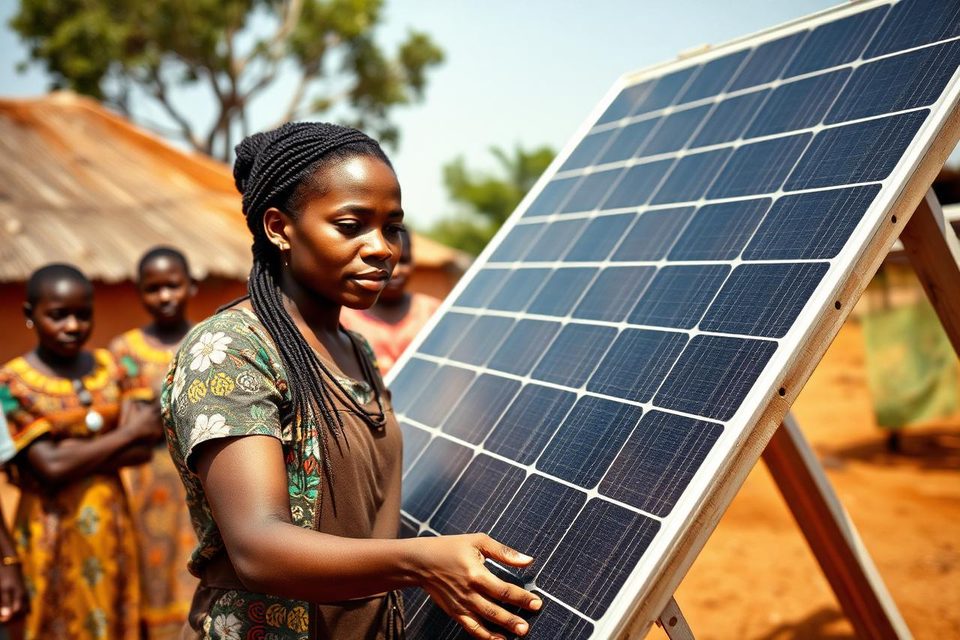 Trainees installing solar panels during a hands-on training session